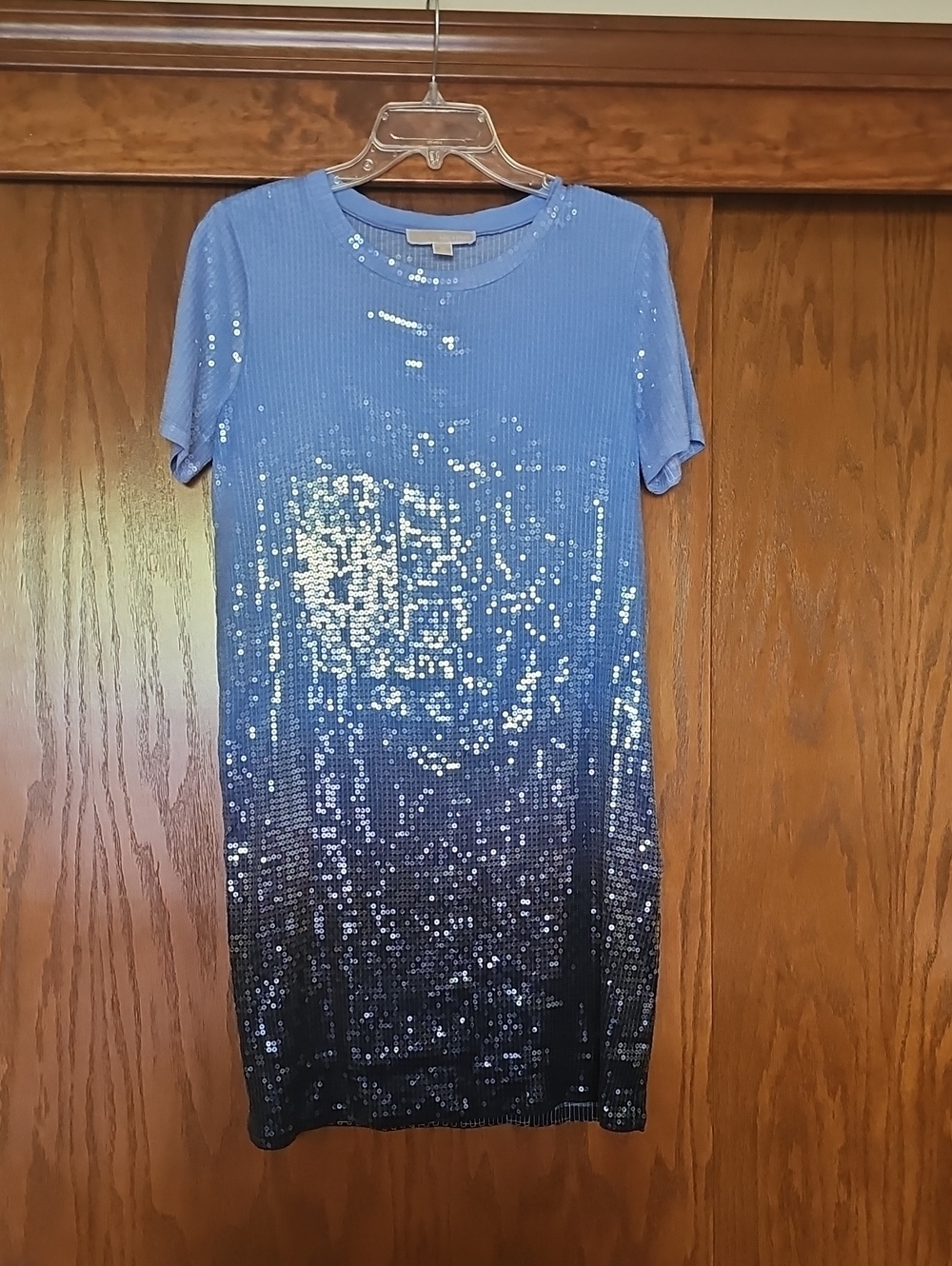 Michael Kors Blue  Sequin Ombre Tee Dress